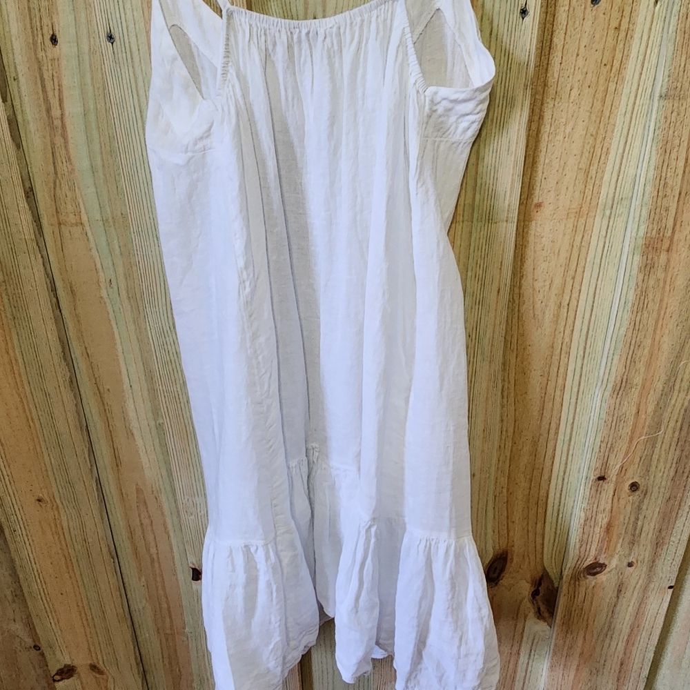 NWT White Sleeveless Dress Linen.  Made Italy Bellambra - Picture 2 of 4